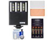 Sunpak Ultra Slim LED 9 Video Light with 2 Diffusers with 4 AAA Batteries Charger Cleaning Kit
