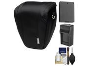 Kodak Deluxe Top Load DSLR Camera Holster Case Black with LP E10 Battery Charger Cleaning Kit for Rebel T3 T5
