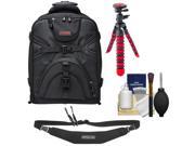 Precision Design PD BPT DSLR Camera Backpack with Wheels with Flex Tripod Strap Cleaning Kit