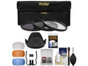 Vivitar 3 Piece Multi Coated HD Filter Set 58mm UV CPL ND8 with Lens Hood Diffusers Accessory Kit