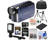 Bell Howell DV30HD 1080p HD Video Camera Camcorder Blue with 32GB Card Battery Case Tripods LED Video Light Kit