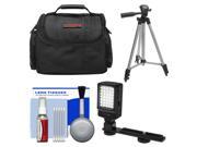 Essentials Bundle for Samsung HMX F90 Q20 QF20 QF30 HD Camcorder with Case LED Light Tripod Cleaning Kit