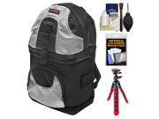 Precision Design PD BP2 Deluxe Sling Digital SLR Camera Backpack Case Black Silver with Flex Tripod Accessory Kit