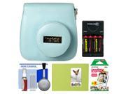 Fujifilm Groovy Camera Case for Instax Mini 8 Blue with 20 Twin Prints Album 4 Batteries Charger Accessory Kit