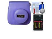 Fujifilm Groovy Camera Case for Instax Mini 8 Grape with 4 Batteries Charger Accessory Kit