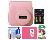 Fujifilm Groovy Camera Case for Instax Mini 8 Pink with 20 Twin Prints Album 4 Batteries Charger Accessory Kit