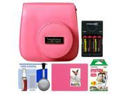 Fujifilm Groovy Camera Case for Instax Mini 8 Raspberry with 20 Twin Prints Album 4 Batteries Charger Accessory Kit