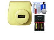 Fujifilm Groovy Camera Case for Instax Mini 8 Yellow with 4 Batteries Charger Accessory Kit