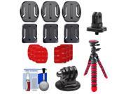 PRO mounts PMGP100 Flat Curved Mounts for GoPro HERO with 1 4 Thread Adapter Flex Tripod Cleaning Kit