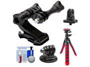 PRO mounts PMGP64 Front Helmet Mount for GoPro HERO with 1 4 Thread Adapter Flex Tripod Cleaning Kit