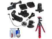 PRO mounts PMGP99 Bag of Mounts Flat Curved Tripod for GoPro HERO with 1 4 Thread Adapter Flex Tripod Cleaning Kit
