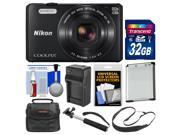 Nikon Coolpix S7000 Wi Fi Digital Camera Black with 32GB Card Case Battery Charger Selfie Stick Monopod Sling Strap Kit