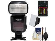 Vivitar Series 1 DF 372 Power Zoom DSLR Flash for Canon EOS E TTL with Batteries Charger Diffuser Cleaning Kit