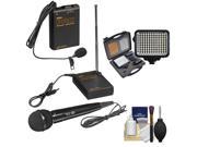 Azden WMS PRO Wireless Microphone System with LED Video Light Cleaning Kit