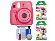 Fujifilm Instax Mini 8 Instant Film Camera Raspberry with 40 Instant Film Cleaning Kit