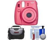 Fujifilm Instax Mini 8 Instant Film Camera Raspberry with Case Cleaning Kit