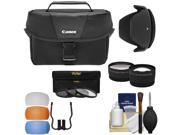 Canon 100ES Digital SLR Camera Case with Flash Diffusers 3 Filters Hood Wide Tele Lens Kit for 18 55mm IS Lens