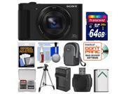 Sony Cyber Shot DSC HX90V Wi Fi GPS Digital Camera with 64GB Card Battery Charger Case Tripod Kit