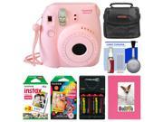 Fujifilm Instax Mini 8 Instant Film Camera Pink with Photo Album Instant Film Rainbow Film Case Batteries Charger Kit