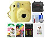 Fujifilm Instax Mini 8 Instant Film Camera Yellow with Photo Album Instant Film Rainbow Film Case Batteries Charger Kit