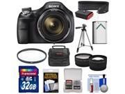 Sony Cyber Shot DSC H400 Digital Camera with 32GB Card Case Battery Tripod Strap Tele Wide Lens Kit