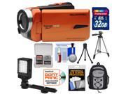 Bell Howell Splash HD WV50 Waterproof Digital Video Camera Camcorder Orange with 32GB Card LED Light Backpack Case Tripod Kit