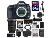 Canon EOS 5D Mark III Digital SLR Camera Body with 16 35mm f 2.8 L Lens 64GB Card Case Flash Battery Charger Grip Tripod Kit