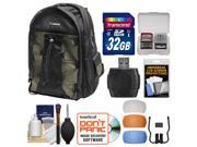 Canon 200EG Deluxe Digital SLR Camera Backpack Case with 32GB Card Flash Diffusers Kit