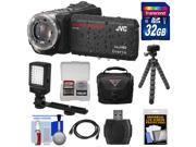 JVC Everio GZ R320 Quad Proof Full HD Digital Video Camera Camcorder Black with 32GB Card Case Flex Tripod LED Light Kit