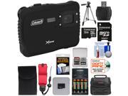 Coleman Xtreme C6WP HD Shock Waterproof Digital Camera Black with 32GB Card Batteries Charger Case Tripod Kit