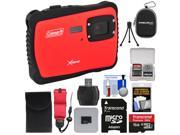 Coleman Xtreme C6WP HD Shock Waterproof Digital Camera Red with 16GB Card Reader Case Kit