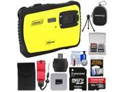 Coleman Xtreme C6WP HD Shock Waterproof Digital Camera Yellow with 16GB Card Reader Case Kit