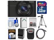 Sony Cyber Shot DSC RX100 Digital Camera Black with 32GB Card Case Battery Charger Tripod HDMI Cable Accessory Kit