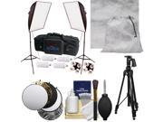 RPS Studio Hybrid Still Video 20 Square Softbox Kit with 2 Softboxes 2 Light Stands with Muslin Background Tripod Reflector Cleaning Kit