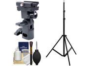 Precision Design DL 0318 Shoe Mount Flash Umbrella Holder with Light Stand and Cleaning Kit