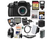 Panasonic Lumix DMC GH4 4K Micro Four Thirds Digital Camera Body with 64GB Card Backpack Flash Battery Microphone LED Light Kit