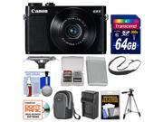 Canon PowerShot G9 X Wi Fi Digital Camera Black with 64GB Card Case Battery Charger Tripod Sling Strap Kit