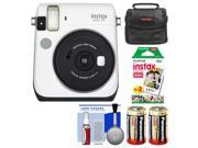 Fujifilm Instax Mini 70 Instant Film Camera White with 20 Prints Case Batteries Kit