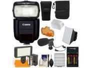 Canon Speedlite 430EX III RT Flash with Soft Box Batteries Charger LED Video Light Microphone Kit