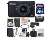 Canon EOS M10 Wi Fi Digital ILC Camera EF M 15 45mm IS STM Lens Black with 32GB Card Case Battery Charger Tripod Filter Strap Kit
