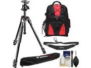 Manfrotto 290 Xtra 67 Professional Tripod with Ball Head Case Kit with Backpack Camera Strap DSLR Cleaning Kit