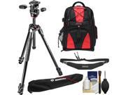 Manfrotto 290 Xtra 67.5 Professional Tripod with 3 Way Head Case Kit with Backpack Camera Strap DSLR Cleaning Kit