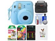 Fujifilm Instax Mini 8 Instant Film Camera Blue with Photo Album Instant Film Rainbow Film Case Batteries Charger Kit