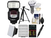 Sony Alpha HVL F43M Flash with Video Light with Batteries Charger Soft Box Diffuser Bouncer Tripod Kit