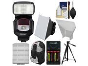 Sony Alpha HVL F43M Flash with Video Light with Batteries Charger Soft Box Reflector Case Tripod Kit