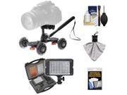 Vidpro SK 22 Professional Skater Dolly for Digital SLR Cameras Video Camcorders with Vidpro Z96 9 Piece LED Light Set Accessory Kit