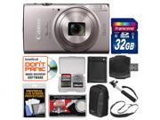 Canon PowerShot Elph 360 HS Wi Fi Digital Camera Silver with 32GB Card Case Battery Selfie Stick Sling Strap Kit