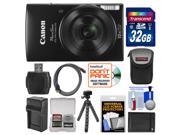 Canon PowerShot Elph 190 IS Wi Fi Digital Camera Black with 32GB Card Case Battery Charger Flex Tripod Kit