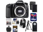 Canon EOS 80D Wi Fi Digital SLR Camera Body with 64GB Card Battery Charger Backpack Tripod Remote Kit