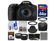 Canon PowerShot SX540 HS Wi Fi Digital Camera with 64GB Card Case Battery 3 Filters Hood Tele Wide Lens Kit